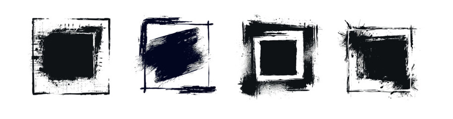 The modern template for a grunge square frame is a black brush stroke cadre, watercolor paint brushes label design, or hand drawn picture frames.