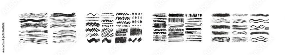 Poster Modern elements set with hand drawn lines. Marker line divider, pencil stroke brush, and drawing dividers