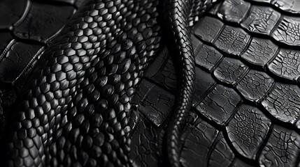 black snake skin texture for background. 