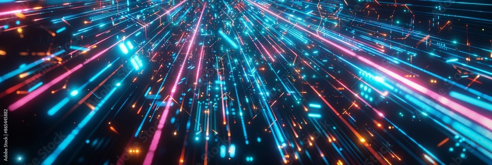 Aufkleber network, an abstract digital pattern with interconnected glowing lines and 5g shapes, showcasing the