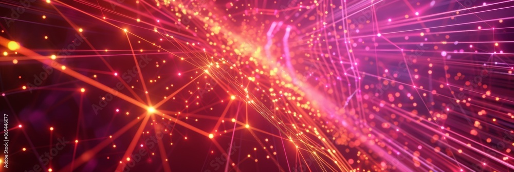 Poster network, an abstract digital pattern with interconnected glowing lines and 5g shapes, showcasing the