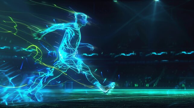 Futuristic Neon Soccer Player - Generative AI