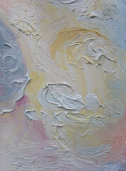 Sunrise in early morning haze. Pastel color gentle decorative painting.