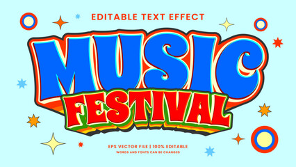 Music Festival 90s editable text effect vintage style