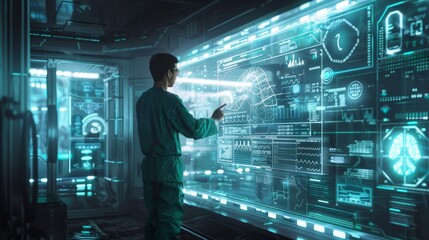 Fototapeta premium Futuristic Medical Technology Interface - Generative AI
