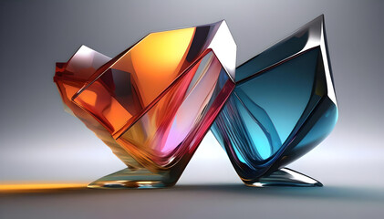 Abstract transparent iridescent crystal