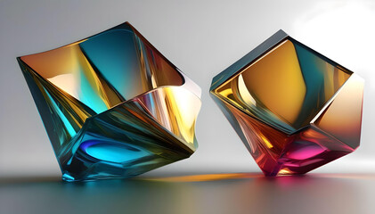 Abstract transparent iridescent crystal