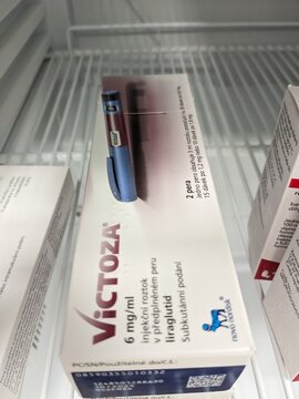 Prague,Czech republic-June 28 2024: VICTOZA medication with Liraglutide active substance by Novo Nordisk, used for treatment of diabetes mellitus type 2, weight management, hyperglycemia,injection
