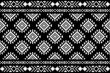 Geometric, seamless,pixel, traditional ethnic, Thai pattern, fabric pattern for textiles, rugs, wallpaper, clothing, sarong, batik, wrapping, embroidery, print, background,cover, illustration, vector.