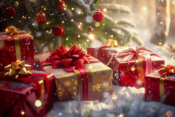 Festive tree with presents underneath