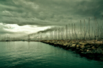Ships and beach in Marina Romea (Ravenna)