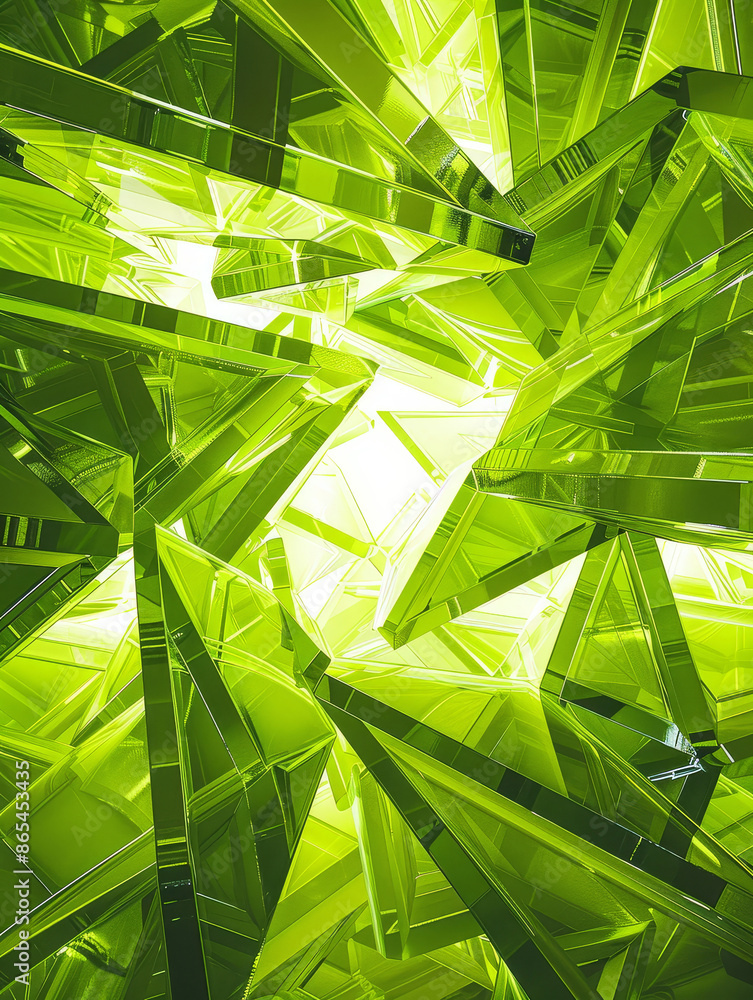 Poster a dynamic image featuring a bright green fractal pattern with radial glowing lights, showcasing a ha