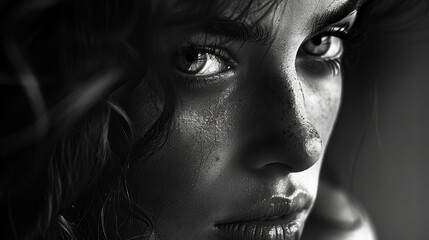 The use of dramatic lighting adds depth and emotion to an already striking portrait. Black and white art