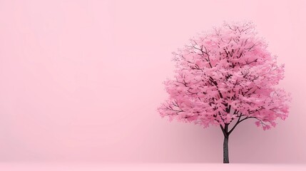 Obraz premium pink tree on pink background 