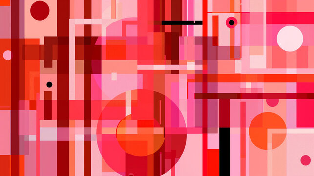 Cherry red & bubblegum pink Constructivism art background