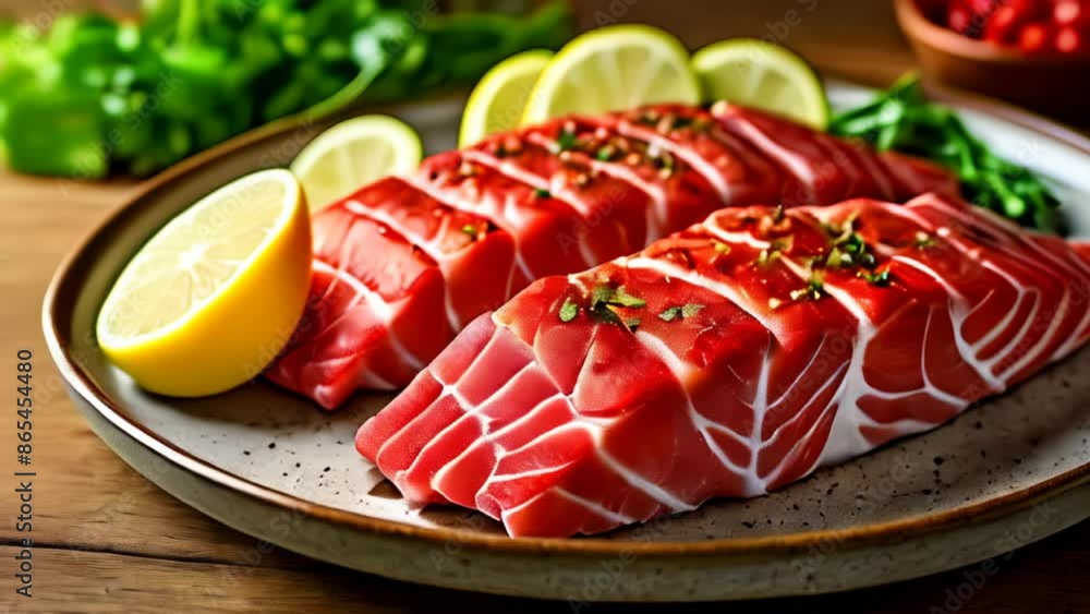 Poster  Deliciously grilled fish with lemon and herbs ready to be savored