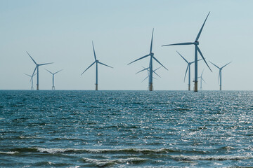View of the Offshore wind power systems off the western coast of Taiwan.