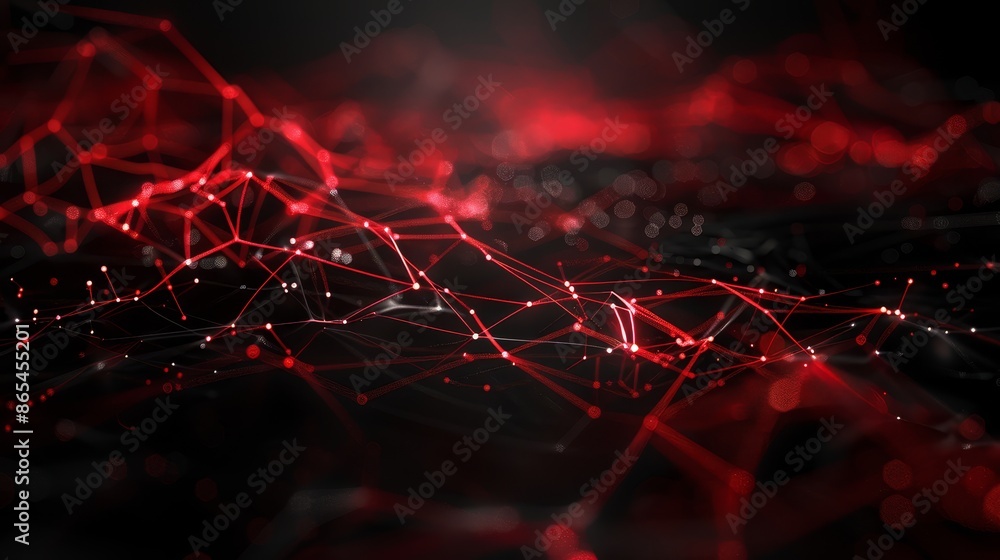 Poster a futuristic and vibrant digital illustration featuring a striking combination of red and black line