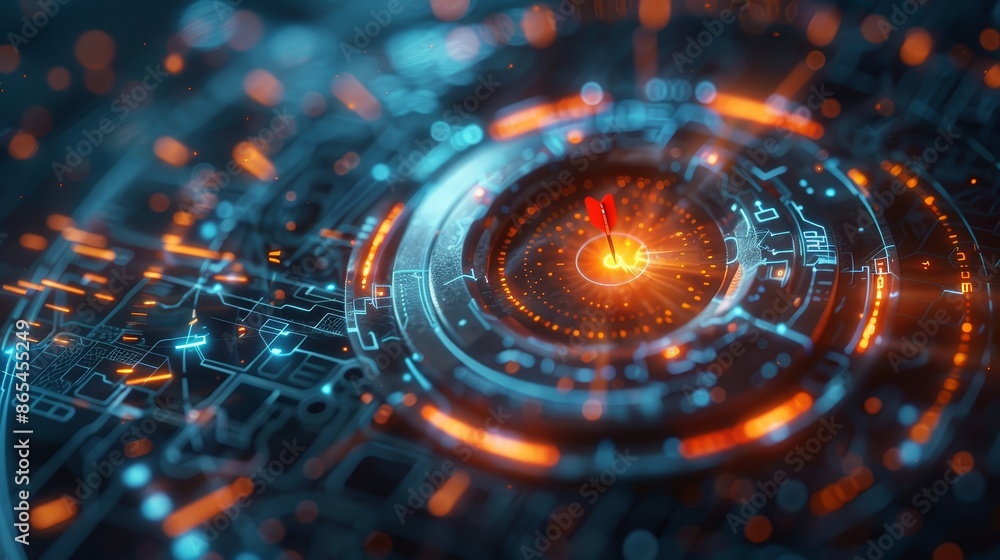 Aufkleber a glowing circular pattern combining blue and orange elements, representing high-tech and futuristic