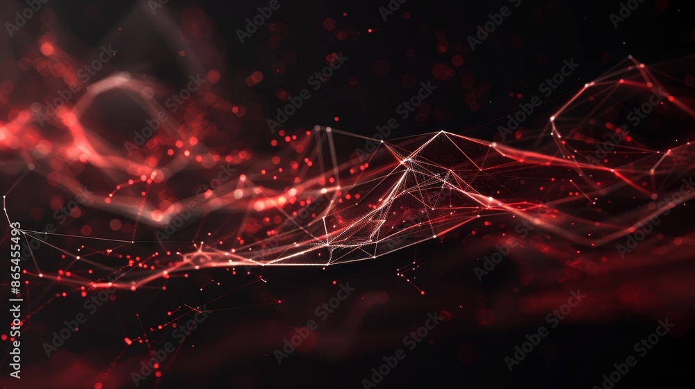 Poster a visually captivating image, showcasing a web of red lines and dots in motion, representing the flo