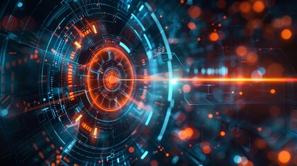 Obraz premium A sci-fi target circle with intricate glowing patterns, merging technology with artistry. This visual encapsulates futuristic themes and the beauty of digital design.