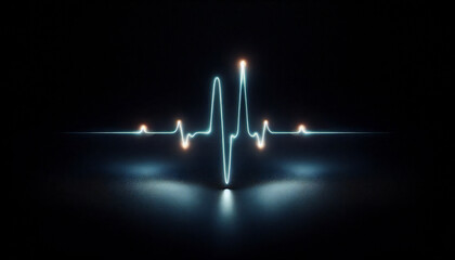 Abstract Glowing Pulse Line On Dark Background Illustration