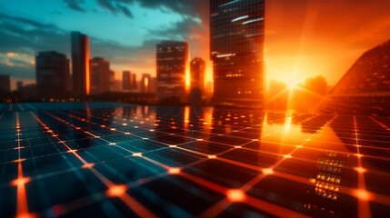 Obraz premium Green energy initiatives in a polluted industrial area, clean energy, reducing emissions