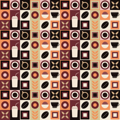 Geometric pattern coffee design brown color pattern for banner poster coffee packaging design elements vector drawing