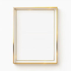 Thin gold rectangular frame on white background