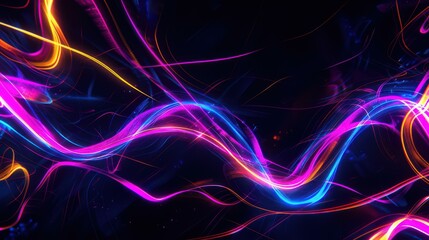Obraz premium Vibrant Neon Light Trails on Dark Background for Tech and Creative Projects