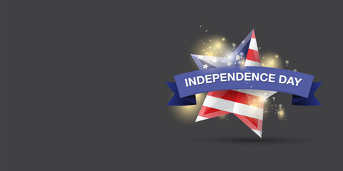 Independence Day USA Banner, background and Greeting Card with Star with usa flag. 4th of July United States Independence Day Celebration Design Vector Illustration. Independence day poster template