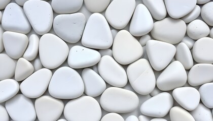 Breathtaking, macro-level image highlighting the subtle, captivating textures adorning the surfaces of a collection of spotless, chalk-white stones or pebbles