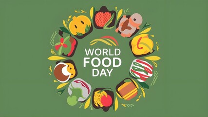 Every year on October 16, the world observes World Food Day, a day to raise awareness about hunger and the need of ensuring that everyone has access to a good meal. Illustration in vector format
