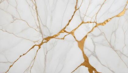 Pristine white marble surface with stunning, sinuous golden-hued veins and striations in a high-contrast pattern