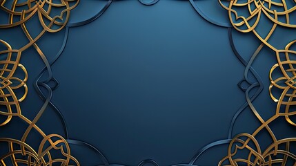 Elegant blue gold background and arabic geometric pattern border For business cards or invitation cards Use it as your wallpaper, poster and banner design.
