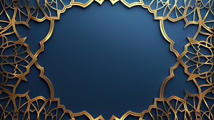 Elegant blue gold background and arabic geometric pattern border For business cards or invitation cards Use it as your wallpaper, poster and banner design.