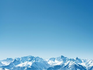 Fototapeta premium Stunning Blue Sky Over Snow-Capped Mountain Range for Travel Nature Promotions