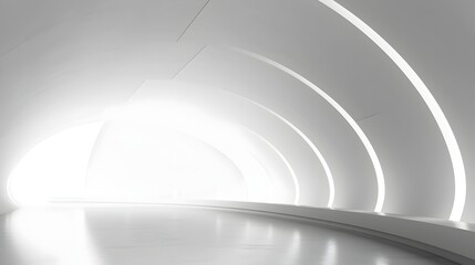 Architectural White Concrete Arched Composition with Semicircular Shapes and Light