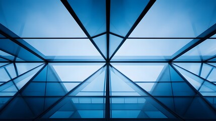 Fototapeta premium Captivating Geometric Architecture With Transparent Blue Glass Windows