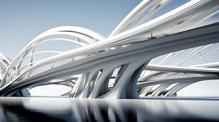 Futuristic Architectural Bridge Design with Fluid Abstract Structures