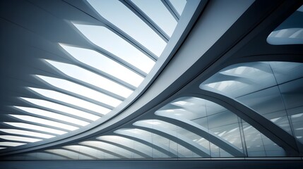 Fototapeta premium Futuristic Architectural Masterpiece:Intricate Glass and Steel Structures in Harmonious Symmetry