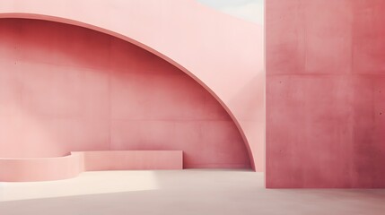 Minimalist Abstract Pink Concrete Architectural Composition