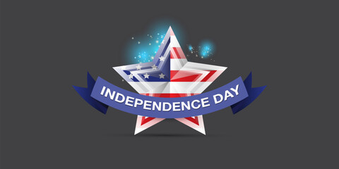 Independence Day USA Banner, background and Greeting Card with Star with usa flag. 4th of July United States Independence Day Celebration Design Vector Illustration. Independence day poster template