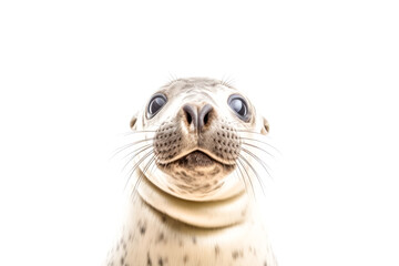 Obraz premium A seal is looking at the camera with its eyes wide open.