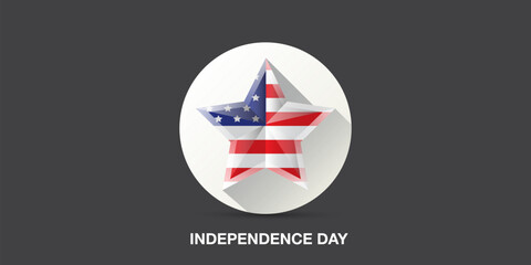 Independence Day USA Banner, background and Greeting Card with Star with usa flag. 4th of July United States Independence Day Celebration Design Vector Illustration. Independence day poster template