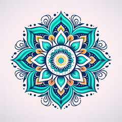 "Intricate Mandala Design in Vibrant Blue and Teal"
