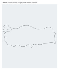 Turkey plain country map. Low details. Outline style. Shape of Turkey. Vector illustration.