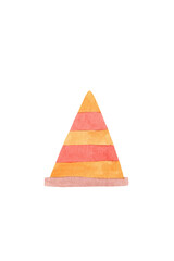 Watercolor road cone with red and orange stripes - illustration, isolated, hand drawn