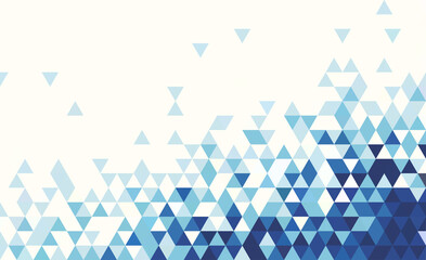 Abstract geometry triangle blue  mosaic texture on white background pattern.