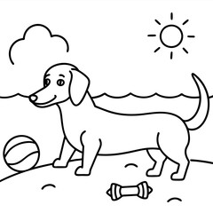 Dachshund Dog Coloring Page for Kids